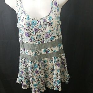 Mimi Chica tank top lace strip see thru blouse Sml